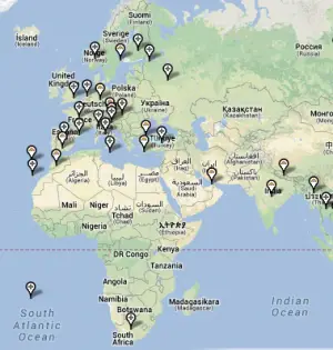 Carte des voyages en famille