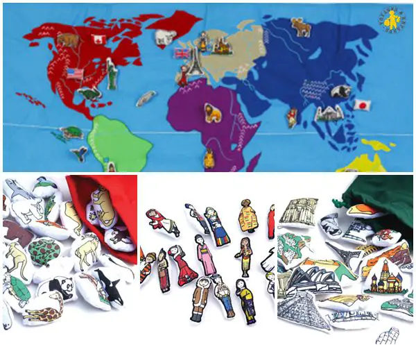 carte du monde en tissu