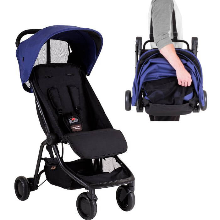 Poussette Canne Pliable de Voyage avec Position Couchée, Inclinable