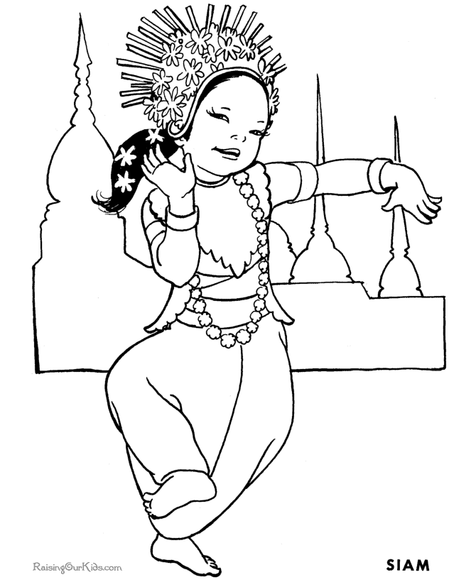 Coloriage danseuse thailande enfant Thaïlande pour enfant bricolage coloriage jeux | Blog VOYAGES ET ENFANTS