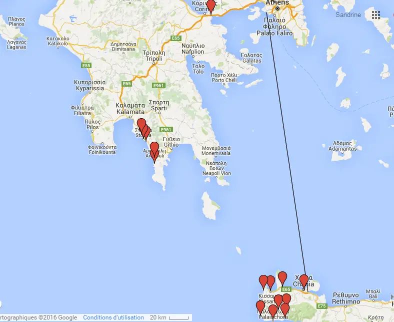 Carte map Péloponnèse en famille et Crète | Blog VOYAGES ET ENFANTS