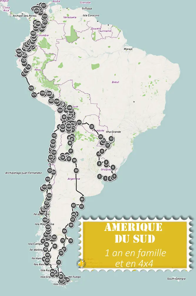 Itinéraire Amérique du Sud en un an , en famille et en 4x4