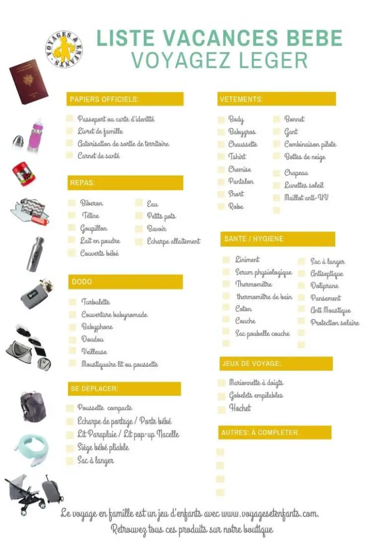 Check list valise bébé liste pour un voyage léger MAJ 2019 Blog VOYAGES ET ENFANTS
