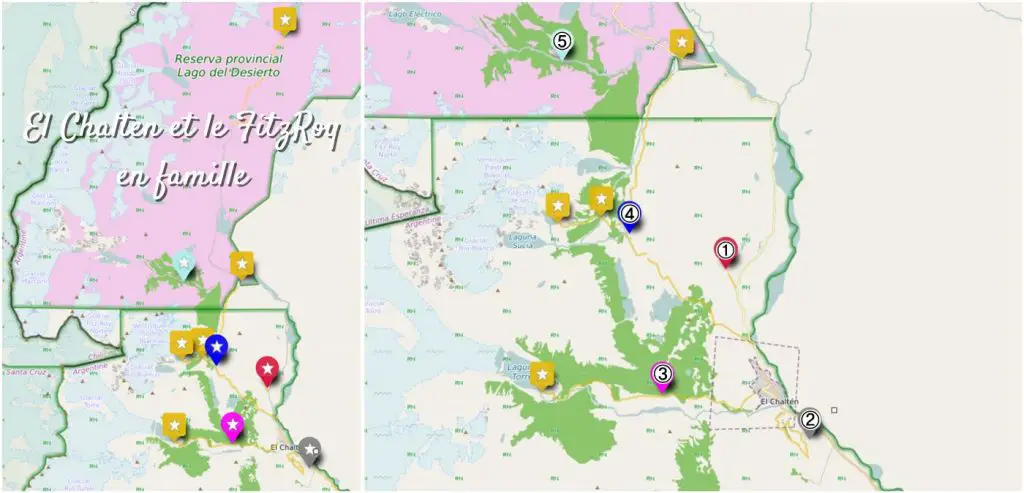 Carte Randonnées Fitz roy El Chalten Patagonie Argentine El Chalten Fitz Roy Randonnées en Patagonie en famille | Blog VOYAGES ET ENFANTS