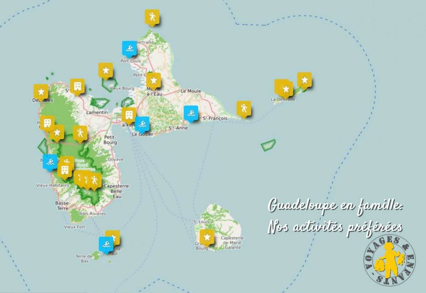 Carte Guadeloupe en famille blog Voyages & Enfants