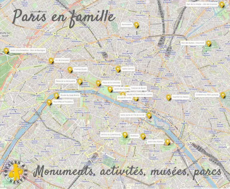 Paris en famille carte que voir avec enfant