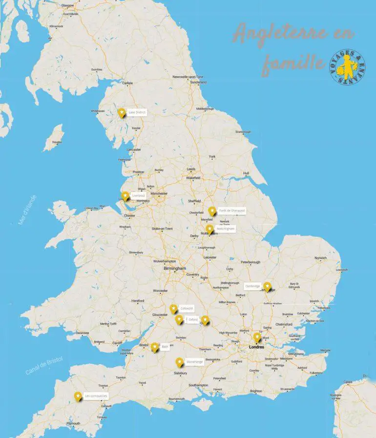 Angleterre en famille : carte visites incontournables