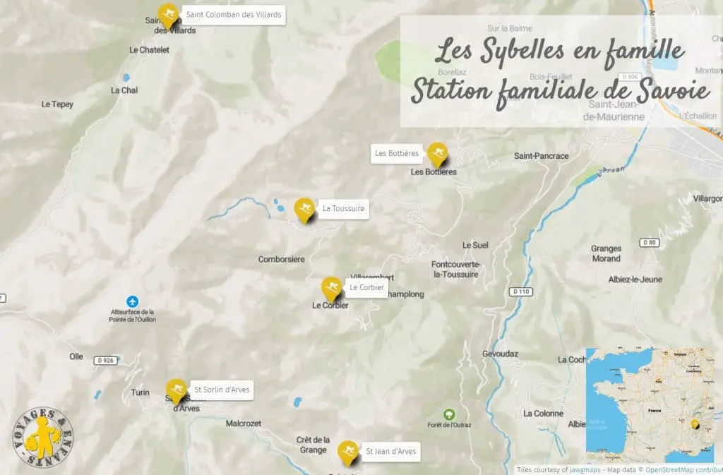 Les Sybelles en famille l Station familiale des Sybelles en famille | Voyages Enfants'hier: carte station