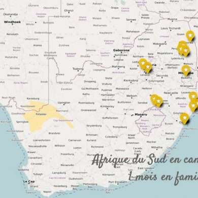 Afrique du Sud en camping-car carte itinéraire