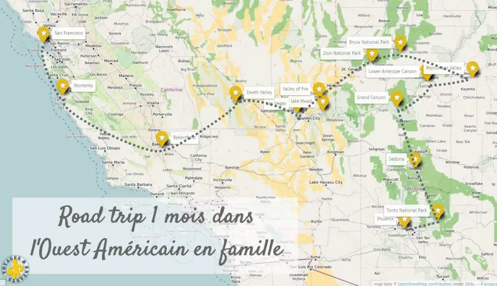 Itinéraire1 mois Ouest Américain en famille en camping Camper dans louest américain en famille VOYAGES ET ENFANTS