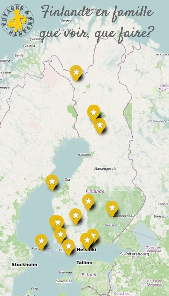 Carte que faire voir Finlande en famille