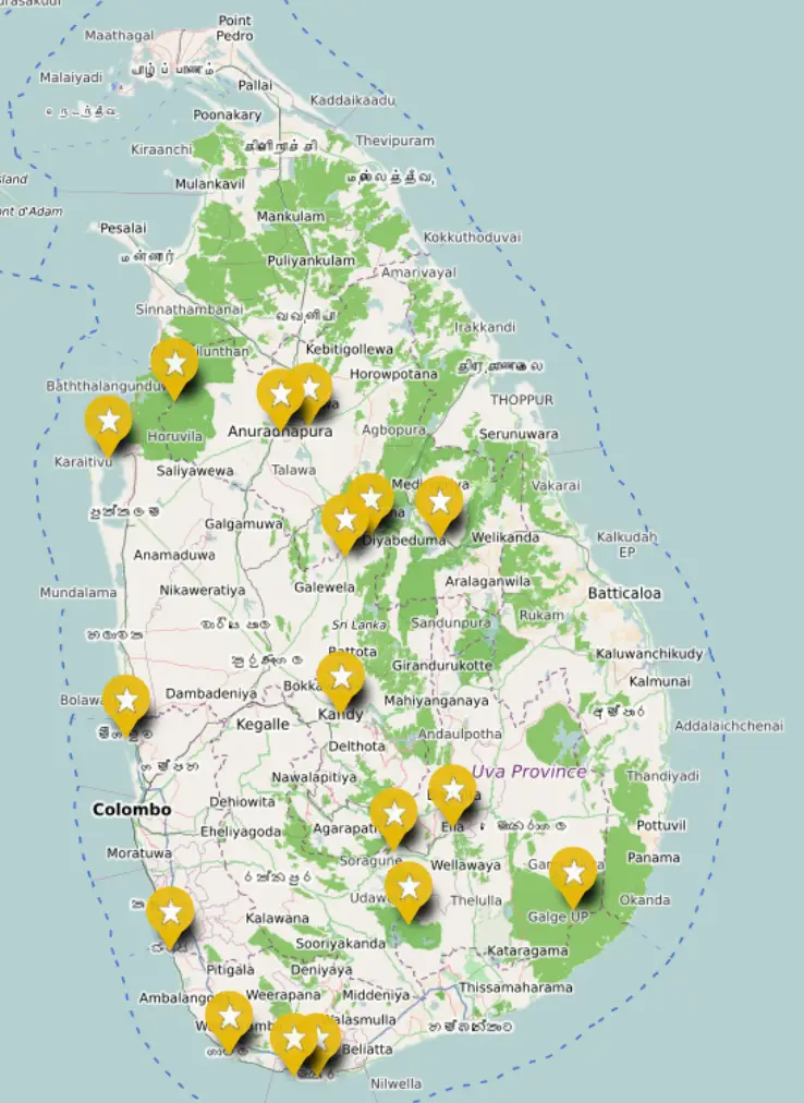 Voyage Sri Lanka en famille carte