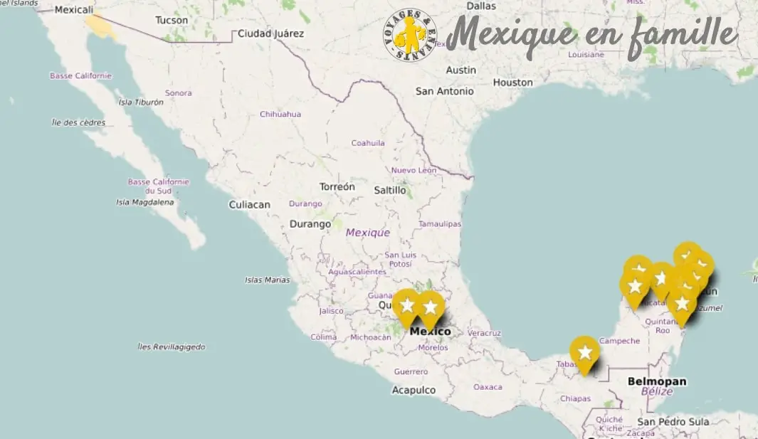carte Mexique en famille que voir