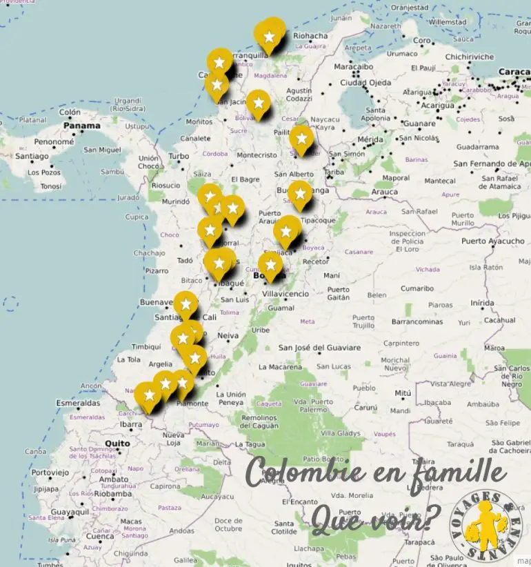 Voyage Colombie en famille carte