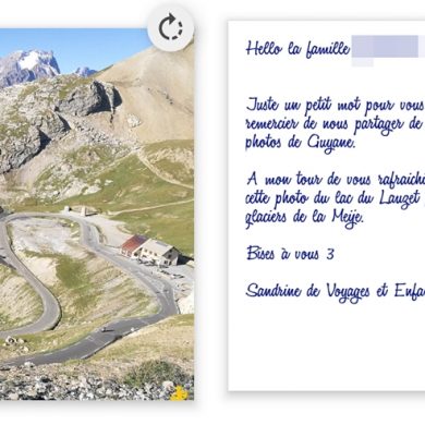 Carte postale en voyage avec mypostcard
