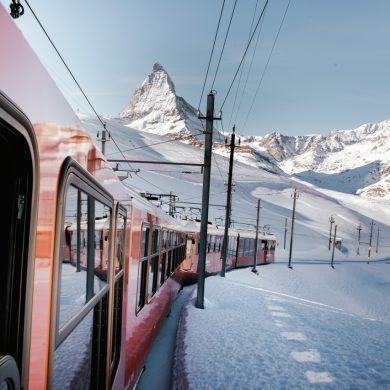 Station de ski en train