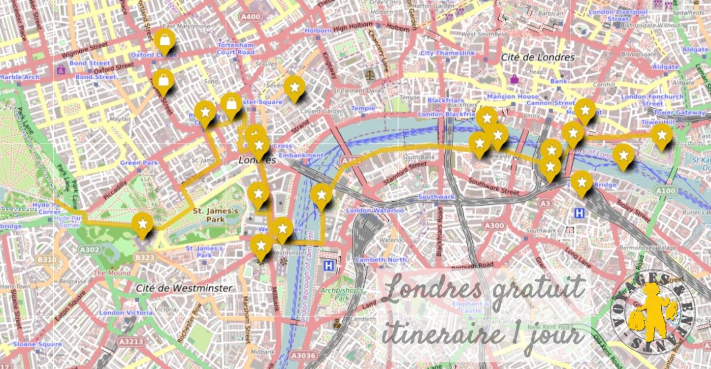 Itineraire Londres gratuit famille