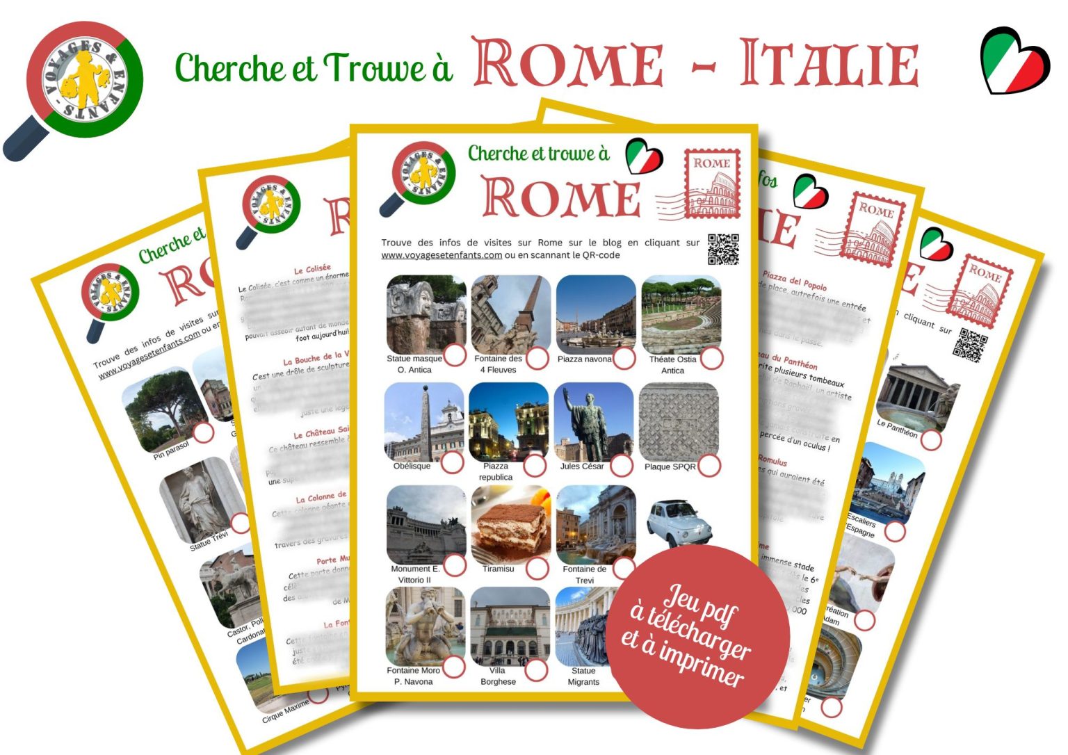 Jeu pdf enfant Rome Cherche et Trouve à imprimer
